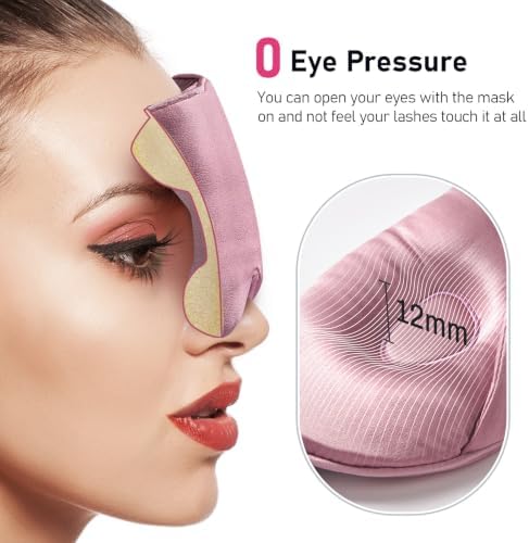 LitBear 100% 22 Momme Mulberry Silk Sleep Mask - 3D Contoured, Bean Pink - Image 2