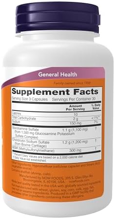 NOW Foods Supplements, Glucosamine & Chondroitin with MSM, Joint Health, Mobility and Comfort*, 90 Veg Capsules - Image 2