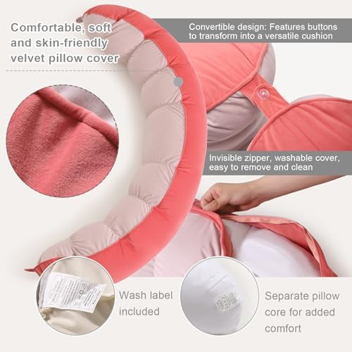 Peallow(Pat. Pend) – Long Round Body Pillow for Adults, Bolster Pillow for Sleeping, Soft and Supportive Pillow for Sleeping & Lumbar Support(Coral Peach,59") - Image 4