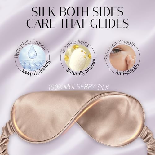 Silk Sleep Mask Eye Mask Blindfold with Double Layer Silk Filling and Elastic Strap for Full Night's Sleep, Travel and Nap, Soft Eye Cover Eyeshade with Luxury Bag and Ear Plugs by OLESILK (Camel) - Image 5