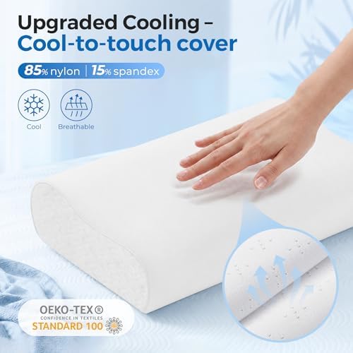 Elviros Cooling Memory Foam Neck Pillow Cervical Bed Pillow - Image 3