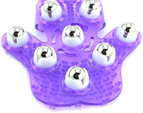 SAMYO Palm Shaped Massage Glove Body Massager with 9 360-degree-roller Metal Roller Ball Beauty Body Care (Purple) - Image 4