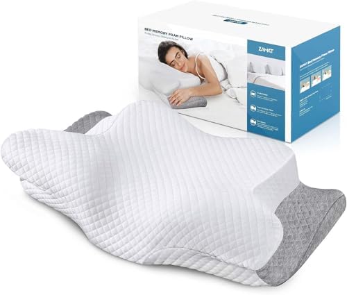 ZAMAT Adjustable Cervical Memory Foam Pillow, Odorless Neck Pillows for Pain Relief, Orthopedic Pillows for Sleeping with Cooling Pillowcase, Ergonomic Support Pillow for Stomach, Back, Side Sleeper by ZAMAT