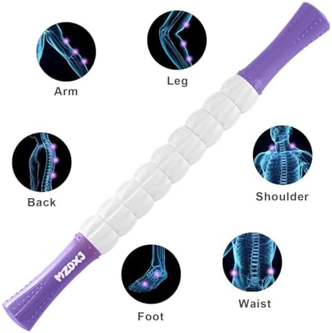 Muscle Roller Massage Roller Stick- Deep Tissue Fascia Blaster for Myofascial Pain Relief, Lymphatic Drainage & Body Sculpting, Handheld Physical Therapy & Recovery Tool ​(Purple White) - Image 3