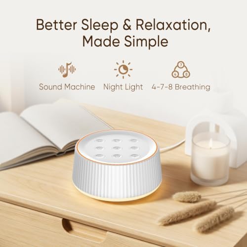 Noise Machine, White Noise Sound Machine for Baby & Adults, 26 Soothing Sounds, 8 Night Light Colors, Tap Control, 6 Timer Settings, Auto-Off & Memory, 4-7-8 Breathing, Sleep Soother for Home - Image 2