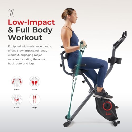 Sunny Health & Fitness Smart Foldable Magnetic X-Bike, Low-Impact Workouts - Image 5