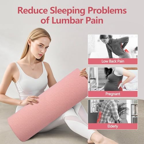 Cozyhealth - 3.15" H*23.6" L - Soft Lumbar Pillow for Sleeping, Memory Foam Back Lumbar Support Cushion for Lower Back Pain Relief Bed Waist Sleep Support Pillow for Side, Back Sleepers (Pink, Large) - Image 6