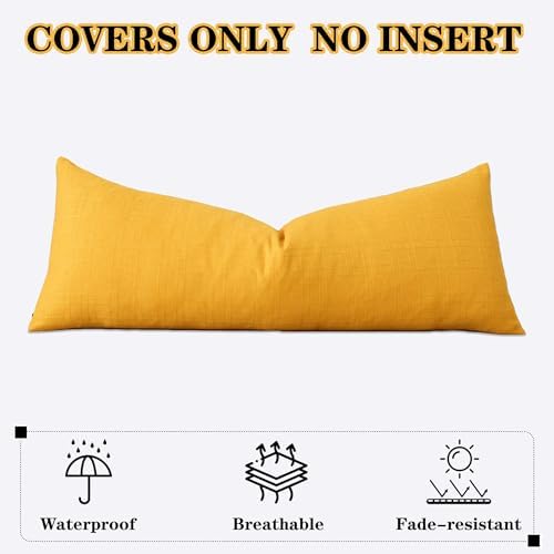 Kevin Textile Outdoor Waterproof 14”x36” Pillow Cover 1 Pack, Dark Yellow - Image 7