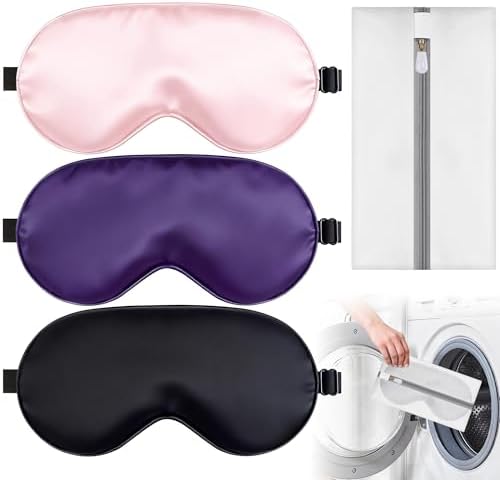 Sleep Mask for Women & Men, Soft Silk Eye Mask with Adjustable Strap 3 Pack by spacepower