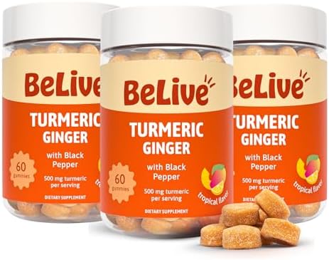 BeLive Turmeric and Ginger Gummies for Joint and Mobility Support 180 Count by BeLive