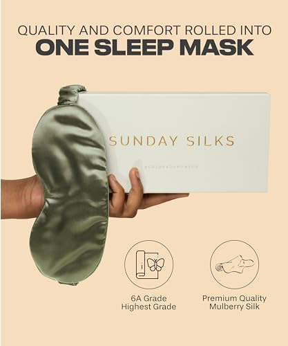 SUNDAYSILKS™ Exclusive Mulberry Silk Sleep Mask | Soft Eye Covers, Blackout Sleeping Mask for Women & Men | Silk Eye Mask for Sleep, Travel, and Relaxation | Antifaz para Dormir [Olive] - Image 2