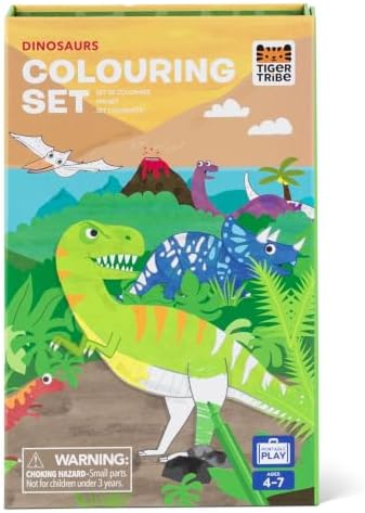 Tiger Tribe Coloring Set - Dinosaurs, Activity Set for Kids, incl. Stickers & Markers Portable Storage Box, Perfect for Travel, Great Gift by TigerTribe