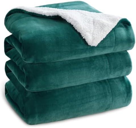Bedsure GentleSoft Sherpa Fleece Blanket Queen Size for Bed, Non-Heated, Thick and Warm Throw for Women and Men, Soft Fuzzy Plush Queen Blanket for Winter, Forest Green, 90x90 Inches by Unknown