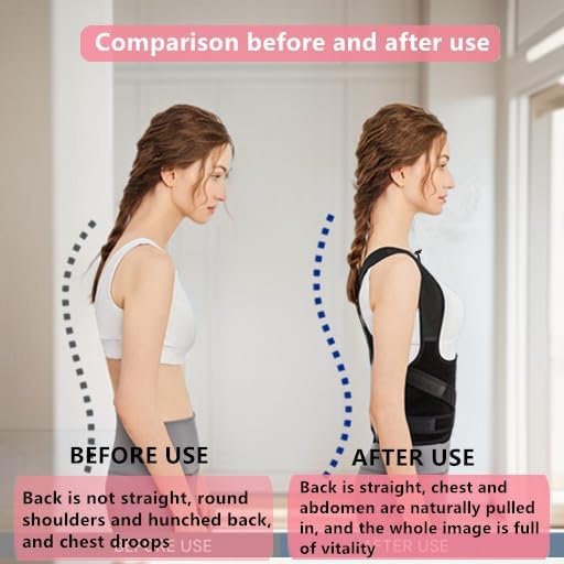 Back Brace for Women and Men,Shoulder Straightener,Back straightener,Adjustable Posture Corrector Suitable for Upper and Lower Back Pain Relief-Scoliosis,Hunchback,Spine Corrector（Black，S） - Image 4