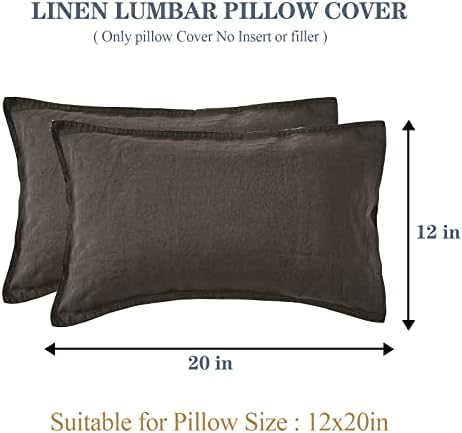 Simple&Opulence 100% Linen Lumbar Pillow Cover 12 x 20 Inches Set of 2 Rectangular Decorative Throw Cushion Cover for Couch Sofa Bed Living Room Office Soft Breathable Farmhouse - Dark Grey - Image 4