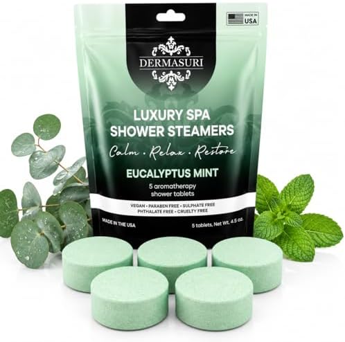Dermasuri Shower Steamers Aromatherapy, Eucalyptus Mint Shower Tablets by Dermasuri
