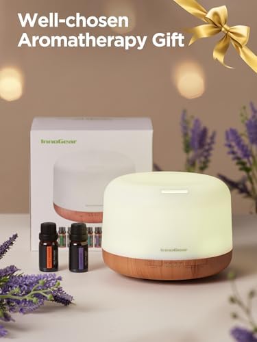 InnoGear 500ml Aromatherapy Diffuser for Home 10 Essential Oil Set, Yellow - Image 2