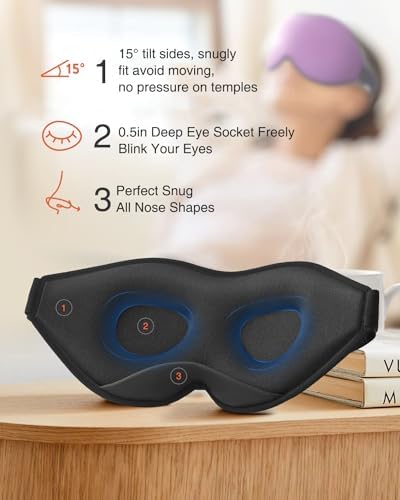 MABAO Sleep Mask for Side Sleeper, Eye Mask for Sleeping Women Men, Purple - Image 4