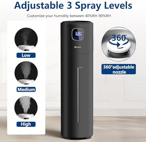 Large Humidifiers for Bedroom, 9L/2.5Gal Ultrasonic Cool Mist, Easy Clean with 350ML/H Mist Speed, Quiet Tower, Suitable for Kids Room Plant Yoga Office Study Room - Image 5