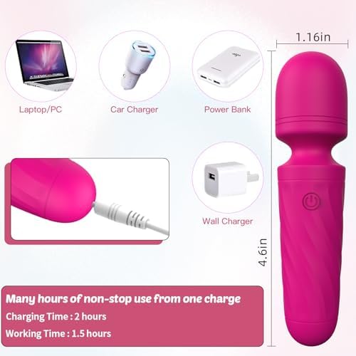 Mini Massager Wand-Waterproof,10 Vibration(Rose red) - Image 4