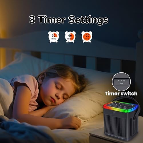 White Noise Sound Machine for Sleep, Portable Noise Sound Machines with 7 Colors Night Lights, 70 Soothing Sounds Bluetooth Speaker Memory Function Brown Noise for Baby Kids Adult & Home Office Travel - Image 5