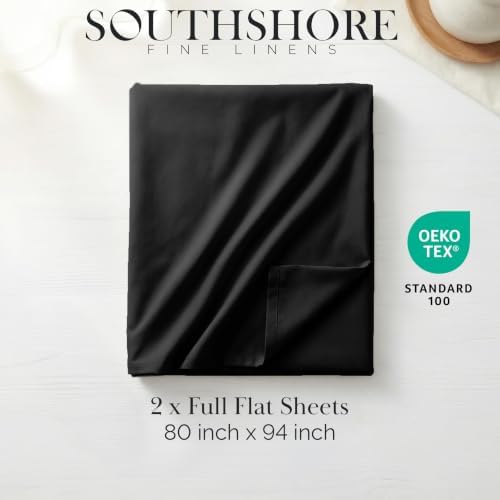 2-Pack Twin Flat Sheets Only 66x96 Microfiber Twin Size Top Sheet Black - Image 2