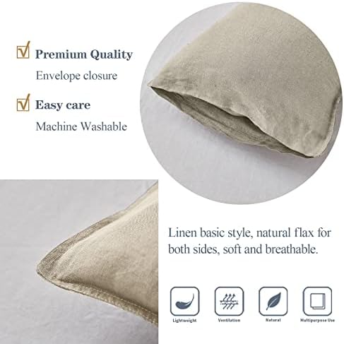 Simple&Opulence 100% Linen Lumbar Pillow Cover 12 x 20 Inches Set of 2 Rectangular Decorative Throw Cushion Cover for Couch Sofa Bed Living Room Office Soft Breathable Farmhouse - Linen - Image 3