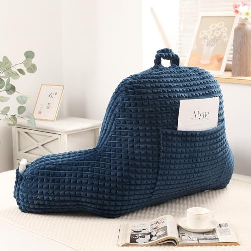 Reading Pillow with Arms for Sitting in Bed,Backrest,Blue Flannel,M - Image 6