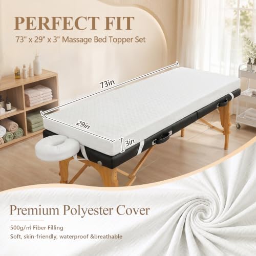 Gerrii Massage Bed Topper for Lash 73" x 29" x 3" 30D High Density Egg Foam - Image 2