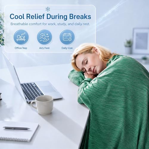 Cooling Blanket for Hot Sleepers - Lightweight Breathable Cool Cold Blanket - Keep Cool for Night Sweats, Soft Thin Ice Throw Blankets for Bed Couch Sofa, (Green, 50"x70") - Image 5