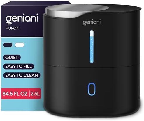 Top Fill Humidifier with Essential Oil Diffuser 2.5L for Home, Baby, Bedroom, Large Room & Indoor Plants, Small Cool Mist Air Humidifiers for Baby, Ultrasonic Quiet, Night Light (Black) by GENIANI