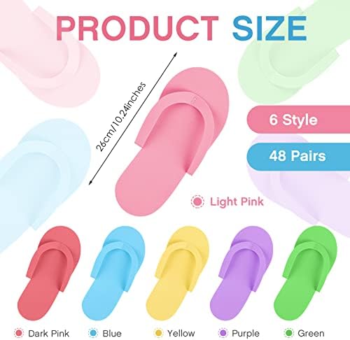 Geyoga 48 Pairs Disposable Flip Flops Pedicure, Colorful - Image 4