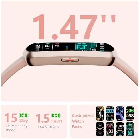 Health Fitness Tracker, Smart Watch with 24/7 Heart Rate, Activity Tracker with Blood Pressure and Blood Oxygen Monitor, 120 Sport Mode Waterproof Sleep Tracker for Women Men - Image 2