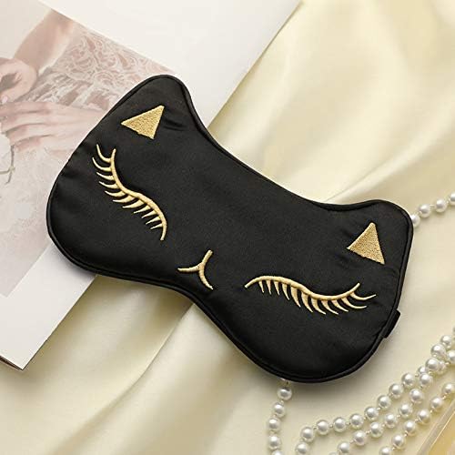 PERFECTSIGHT Sleep Eye Masks, Cute Cat Silk Sleep Eye Cover Lightweight Adjustable Eyeshade Mask Cover for Women Men Sleep Travel Nap (Black) by PERFECTSIGHT