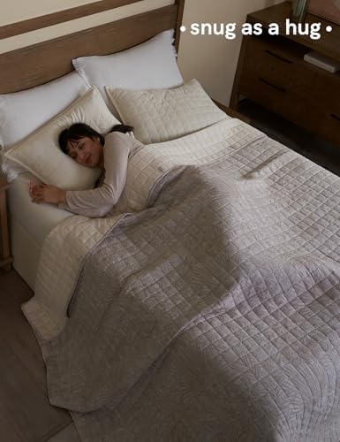 YnM 20lbs Weighted Blanket for Adults, Linen Heavy Bed Throw Blanket with Cooling Glass Beads for All Season Use, Ideal for ~190lbs (60x80 Inches, Queen, Palm Tree) - Image 3