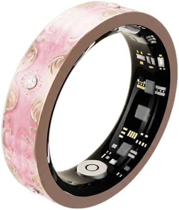 Smart Ring for Women, Sleep Tracker and Health Ring with Heart Rate, SpO2, HRV, Multi-Sport Tracking, IP68 Waterproof, Jewelry-Inspired Design, No Subscription, for iOS and Android (Pink, 8#) by BKWAT