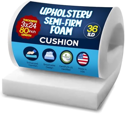 RaceCityFoam High Density Upholstery Foam (Semi Firm) 36 ILD - 3"x24"x80" by RaceCityFoam