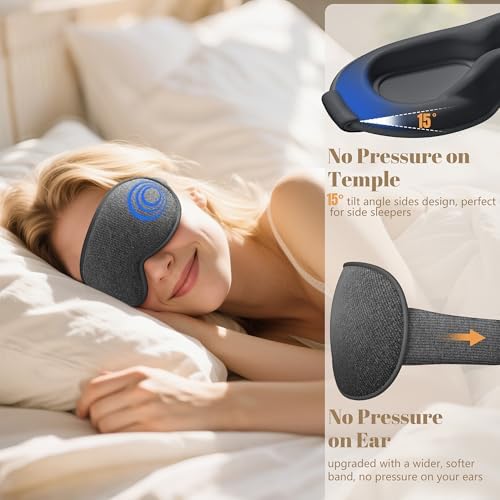 Sleep Mask for Men Women - 100% Blackout Eye Masks for Sleep, Zero Pressure 3D Sleeping Mask, Adjustable Light Blocking Eye Cover Blindfold for Travel, Nap, Night Work, Office - Gray - Image 5