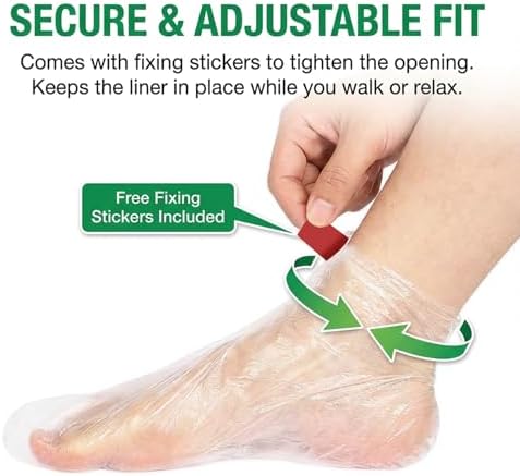Plastic Foot Covers for Feet - 100pcs Pedicure Liners Disposable Clear Plastic Socks Disposable Foot Covers for Paraffin Bath, Pedicure, Spa, Shoes - Image 3