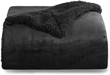 Bedsure GentleSoft Sherpa Fleece Throw Blanket for Couch, Non-Heated, Thick and Warm Throw for Women and Men, Soft Fuzzy Plush Blanket for Winter, Black, 50x60 Inches by Unknown