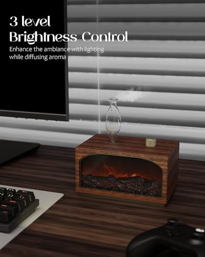 Waterless Oil Diffuser, Fireplace Flame Model, 3 Color Light with Bulb - Image 4