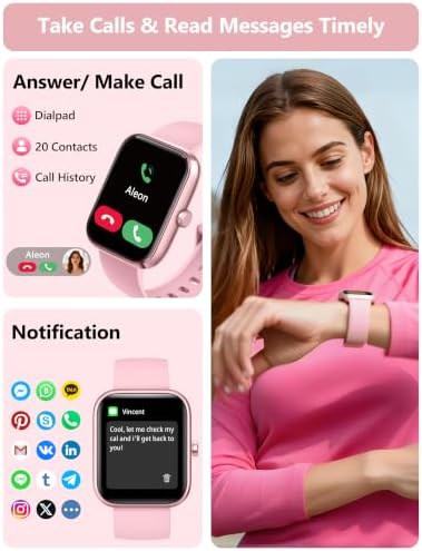KALINCO Smart Watch Women Men, 1.83" Alexa Fitness Tracker, Heart Rate, Sleep, Stress Monitor, IP68 Waterproof Swimming Smartwatch, Make/Answer Calls, Compatible with iOS & Android - Image 3