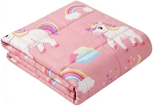 anfie Weighted Blanket (36"x48" 5lbs) Weighted Blanket Cooling Blanket for Resting,Throw Size Breathable Blanket with Premium Glass Bead(Pink Unicorn) - Image 5