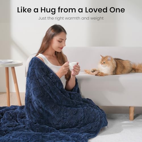 Drewin 20lbs Weighted Blanket Queen Size for Adults,Navy Blue,60" x 80" - Image 4