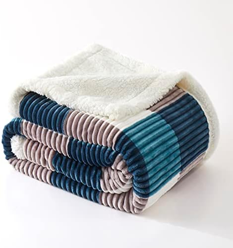 PU MEI Sherpa Blanket Twin Plaid Thick Bed Blanket, 60”*80” Super Soft Flannel Fuzzy Fleece Reversible Velvet Plush Warm Blanket for Couch (Teal Check, 60"*80") - Image 7