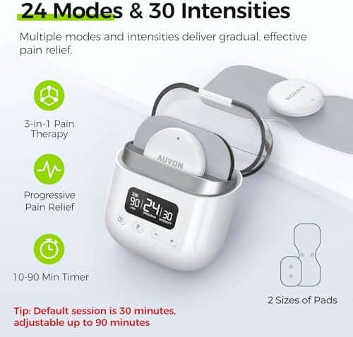 AUVON Wireless 24 Modes TENS Unit Muscle Stimulator for Pain Relief, 6 Pads - Image 4
