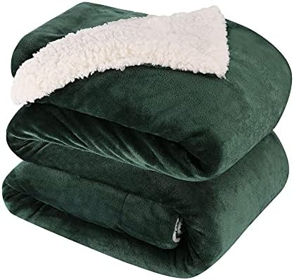 NANPIPER King Size Sherpa Blanket, Soft Fleece Throw for Bed, Reversible Thick Fuzzy Blanket for Winter (Olive Green, 90x108 inches) by NANPIPER