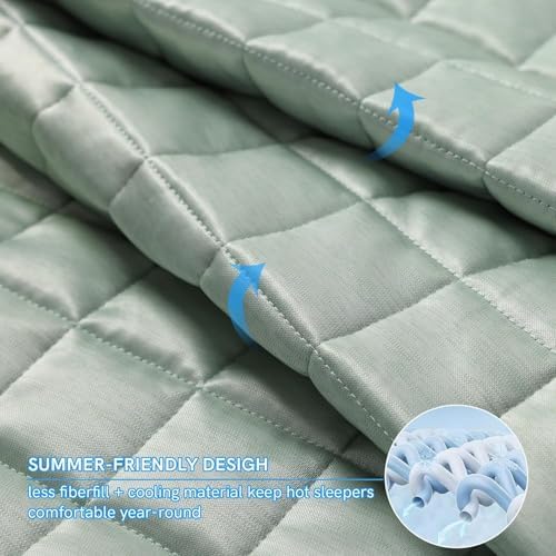 YnM Cooling Weighted Blanket for Adults, 12lbs Heavy Bed Throw Comforter with 100% PE Fabric, Ideal for Hot Sleepers or Summer Days(48x72 Inches for Twin/Full Bed, 12 Pounds, Green) - Image 4