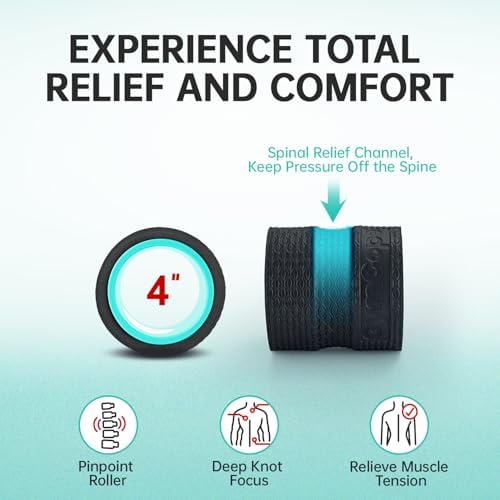 GymCope Back Roller Wheel 4 Inch Spine-Safe Groove, Compact Size for Travel - Image 5