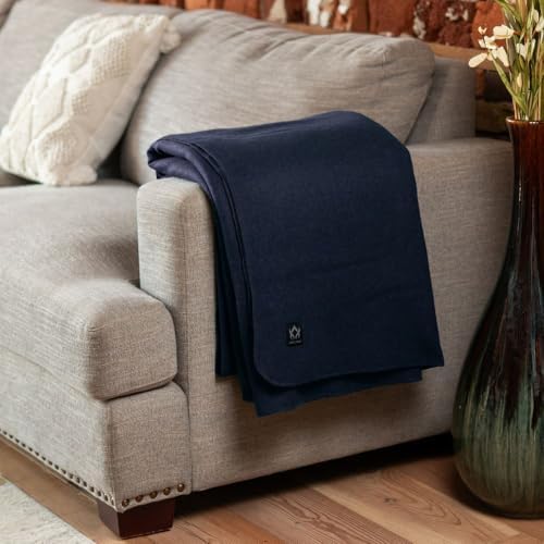 Arcturus Tahoe Wool Bed Blanket | Soft, Breathable Wool Blanket for Year-Round Comfort - Queen Size (90"x 96") | Thick, Washable & Warm (Navy Blue) - Image 5